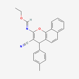 molecular formula C24H20N2O2 B8081462 ethyl 3-cyano-4-(4-methylphenyl)-4H-benzo[h]chromen-2-ylimidoformate 
