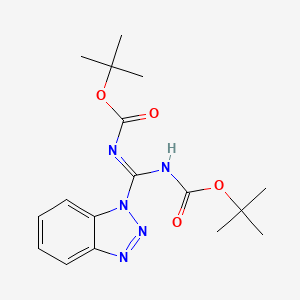 molecular formula C17H23N5O4 B8082720 tert-Butyl ((1H-benzo[d][1,2,3]triazol-1-yl)((tert-butoxycarbonyl)amino)methylene)carbamate 