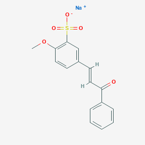 molecular formula C16H13NaO5S B8082721 sodium;2-methoxy-5-[(E)-3-oxo-3-phenylprop-1-enyl]benzenesulfonate 