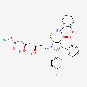 molecular formula C33H34FN2NaO6 B8082984 sodium;(3R,5R)-7-[2-(4-fluorophenyl)-4-[(2-hydroxyphenyl)carbamoyl]-3-phenyl-5-propan-2-ylpyrrol-1-yl]-3,5-dihydroxyheptanoate 