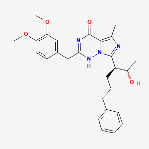 molecular formula C27H32N4O4 B8083289 2-[(3,4-dimethoxyphenyl)methyl]-7-[(2S,3S)-2-hydroxy-6-phenylhexan-3-yl]-5-methyl-1H-imidazo[5,1-f][1,2,4]triazin-4-one 
