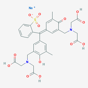 molecular formula C31H31N2NaO13S B8083311 sodium;2-[(E)-[3-[[bis(carboxymethyl)amino]methyl]-4-hydroxy-5-methylphenyl]-[3-[[bis(carboxymethyl)amino]methyl]-5-methyl-4-oxocyclohexa-2,5-dien-1-ylidene]methyl]benzenesulfonate 
