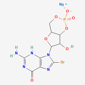 molecular formula C10H10BrN5NaO7P B8083403 sodium;2-amino-8-bromo-9-(7-hydroxy-2-oxido-2-oxo-4a,6,7,7a-tetrahydro-4H-furo[3,2-d][1,3,2]dioxaphosphinin-6-yl)-3H-purin-6-one 
