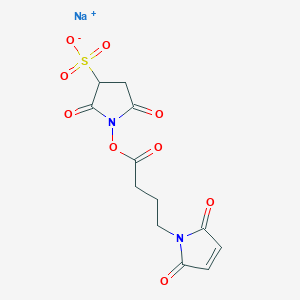 molecular formula C12H11N2NaO9S B8083537 sodium;1-[4-(2,5-dioxopyrrol-1-yl)butanoyloxy]-2,5-dioxopyrrolidine-3-sulfonate 
