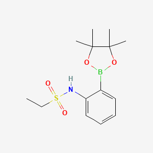molecular formula C14H22BNO4S B8083590 N-[2-(tetramethyl-1,3,2-dioxaborolan-2-yl)phenyl]ethane-1-sulfonamide 