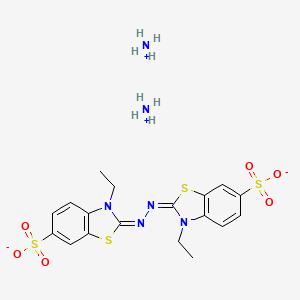 molecular formula C18H24N6O6S4 B8084145 diazanium;(2E)-3-ethyl-2-[(E)-(3-ethyl-6-sulfonato-1,3-benzothiazol-2-ylidene)hydrazinylidene]-1,3-benzothiazole-6-sulfonate 