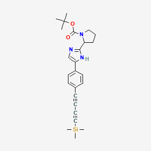 molecular formula C25H31N3O2Si B8084284 tert-butyl 2-(5-{4-[4-(trimethylsilyl)buta-1,3-diyn-1-yl]phenyl}-1H-imidazol-2-yl)pyrrolidine-1-carboxylate 