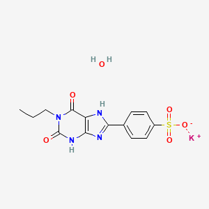 molecular formula C14H15KN4O6S B8085224 Potassium;4-(2,6-dioxo-1-propyl-3,7-dihydropurin-8-yl)benzenesulfonate;hydrate 