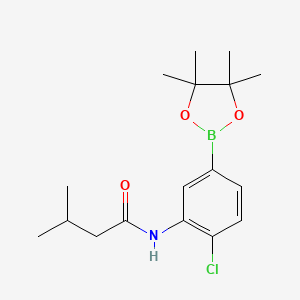 molecular formula C17H25BClNO3 B8085534 N-[2-chloro-5-(tetramethyl-1,3,2-dioxaborolan-2-yl)phenyl]-3-methylbutanamide 