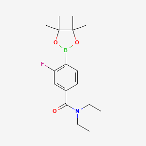 molecular formula C17H25BFNO3 B8085612 Benzamide, N,N-diethyl-3-fluoro-4-(4,4,5,5-tetramethyl-1,3,2-dioxaborolan-2-yl)- 