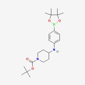 molecular formula C22H35BN2O4 B8085858 Tert-butyl 4-(4-(4,4,5,5-tetramethyl-1,3,2-dioxaborolan-2-yl)phenylamino)piperidine-1-carboxylate 
