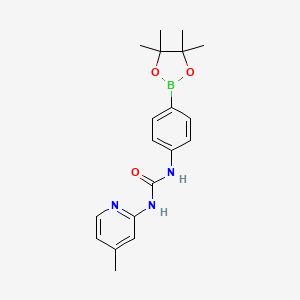 molecular formula C19H24BN3O3 B8085985 Urea, N-(4-methyl-2-pyridinyl)-N'-[4-(4,4,5,5-tetramethyl-1,3,2-dioxaborolan-2-yl)phenyl]- 