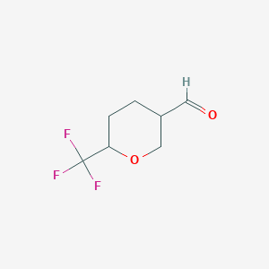 molecular formula C7H9F3O2 B8086908 6-(Trifluoromethyl)oxane-3-carbaldehyde 