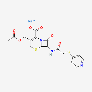 molecular formula C17H16N3NaO6S2 B8087116 sodium;3-(acetyloxymethyl)-8-oxo-7-[(2-pyridin-4-ylsulfanylacetyl)amino]-5-thia-1-azabicyclo[4.2.0]oct-2-ene-2-carboxylate 