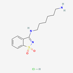 molecular formula C13H20ClN3O2S B8087770 N'-(1,1-dioxo-1,2-benzothiazol-3-yl)hexane-1,6-diamine;hydrochloride 