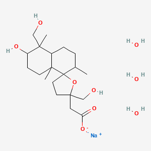 molecular formula C20H39NaO9 B8088291 sodium;2-[3-hydroxy-2',4-bis(hydroxymethyl)-4,7,8a-trimethylspiro[2,3,4a,5,6,7-hexahydro-1H-naphthalene-8,5'-oxolane]-2'-yl]acetate;trihydrate 