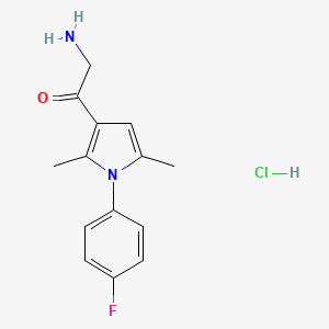 2-Amino-1-[1-(4-fluorophenyl)-2,5-dimethylpyrrol-3-yl]ethanone;hydrochloride