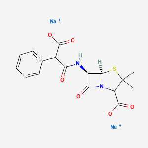 molecular formula C17H16N2Na2O6S B8089069 disodium;(5R,6R)-6-[(2-carboxylato-2-phenylacetyl)amino]-3,3-dimethyl-7-oxo-4-thia-1-azabicyclo[3.2.0]heptane-2-carboxylate 