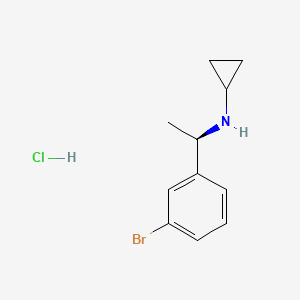 molecular formula C11H15BrClN B8089262 N-[(1R)-1-(3-Bromophenyl)ethyl]cyclopropanamine hydrochloride 
