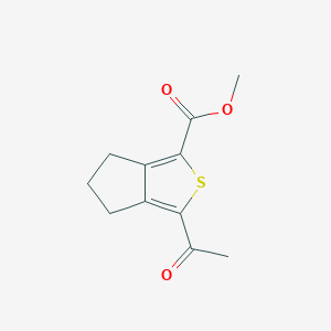 molecular formula C11H12O3S B8089284 Methyl 3-acetyl-5,6-dihydro-4H-cyclopenta[c]thiophene-1-carboxylate 
