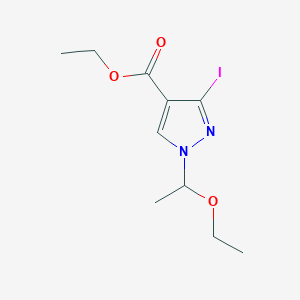molecular formula C10H15IN2O3 B8089286 Ethyl 1-(1-ethoxyethyl)-3-iodo-1H-pyrazole-4-carboxylate 