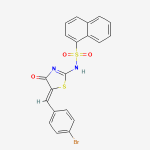 molecular formula C20H13BrN2O3S2 B8089297 N-[(5Z)-5-[(4-bromophenyl)methylidene]-4-oxo-1,3-thiazol-2-yl]naphthalene-1-sulfonamide 