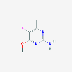 molecular formula C6H8IN3O B8089458 5-Iodo-4-methoxy-6-methylpyrimidin-2-amine 