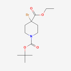 molecular formula C13H22BrNO4 B8089690 1-(tert-Butyl) 4-ethyl 4-bromopiperidine-1,4-dicarboxylate 