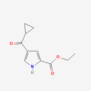molecular formula C11H13NO3 B8090007 Ethyl 4-(cyclopropanecarbonyl)-1H-pyrrole-2-carboxylate 