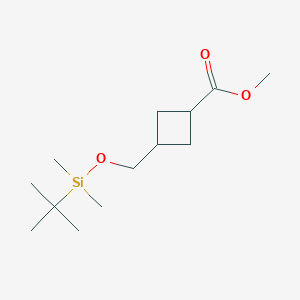 molecular formula C13H26O3Si B8090275 Methyl 3-(((tert-butyldimethylsilyl)oxy)methyl)cyclobutane-1-carboxylate 