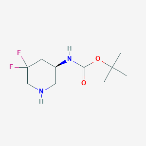 molecular formula C10H18F2N2O2 B8090328 tert-butyl N-[(3R)-5,5-difluoropiperidin-3-yl]carbamate 