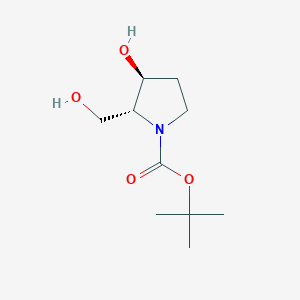 molecular formula C10H19NO4 B8090332 tert-butyl (2R,3S)-3-hydroxy-2-(hydroxymethyl)pyrrolidine-1-carboxylate 