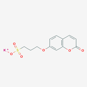 molecular formula C12H11KO6S B080910 POTASSIUM 3-[(2-OXO-2H-1-BENZOPYRAN-7-YL)OXY]PROPANESULFONATE CAS No. 13725-45-6