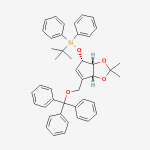 molecular formula C44H46O4Si B8091554 tert-butyl(((3aR,4S,6aR)-2,2-dimethyl-6-((trityloxy)methyl)-4,6a-dihydro-3aH-cyclopenta[d][1,3]dioxol-4-yl)oxy)diphenylsilane 