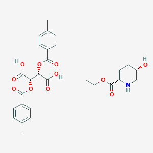molecular formula C28H33NO11 B8091613 (2S,5S)-ethyl 5-hydroxypiperidine-2-carboxylate (2S,3S)-2,3-bis((4-methylbenzoyl)oxy)succinate 