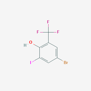 molecular formula C7H3BrF3IO B8091844 4-bromo-2-iodo- 6-(trifluoromethyl)phenol 
