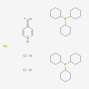 molecular formula C43H74Cl2P2Ru B8092447 3-Methylidenecyclohexa-1,4-diene;ruthenium;tricyclohexylphosphane;dihydrochloride 
