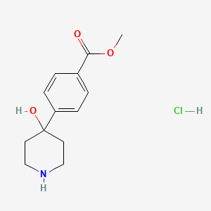 molecular formula C13H18ClNO3 B8092679 Methyl 4-(4-hydroxypiperidin-4-yl)benzoate hydrochloride 