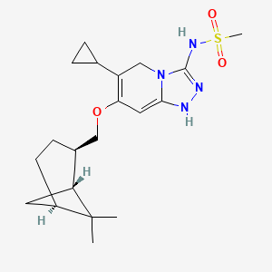molecular formula C20H30N4O3S B8092724 N-[6-cyclopropyl-7-[[(1R,2R,5R)-6,6-dimethyl-2-bicyclo[3.1.1]heptanyl]methoxy]-1,5-dihydro-[1,2,4]triazolo[4,3-a]pyridin-3-yl]methanesulfonamide 