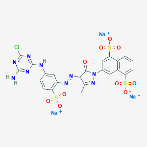 1,5-Naphthalenedisulfonic acid, 3-(4-((5-((4-amino-6-chloro-1,3,5-triazin-2-yl)amino)-2-sulfophenyl)azo)-4,5-dihydro-3-methyl-5-oxo-1H-pyrazol-1-yl)-, trisodium salt