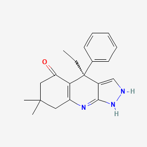 molecular formula C20H23N3O B8095286 (4S)-4-ethyl-7,7-dimethyl-4-phenyl-1,2,6,8-tetrahydropyrazolo[3,4-b]quinolin-5-one 