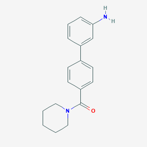 molecular formula C18H20N2O B8097977 3-{4-[(Piperidin-1-yl)carbonyl]phenyl}aniline 