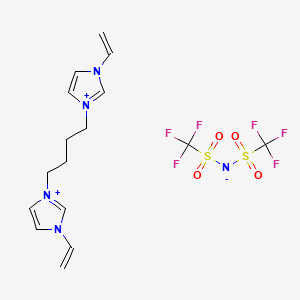 molecular formula C16H20F6N5O4S2+ B8098597 bis(trifluoromethylsulfonyl)azanide;1-ethenyl-3-[4-(3-ethenylimidazol-1-ium-1-yl)butyl]imidazol-3-ium 