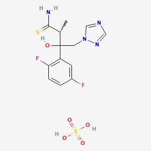 molecular formula C13H16F2N4O5S2 B8099106 (2R)-3-(2,5-Difluorophenyl)-3-hydroxy-2-methyl-4-(1,2,4-triazol-1-yl)butanethioamide;sulfuric acid 