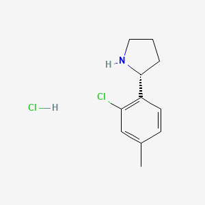 molecular formula C11H15Cl2N B8099130 (R)-2-(2-Chloro-4-methylphenyl)pyrrolidinehydrochloride 