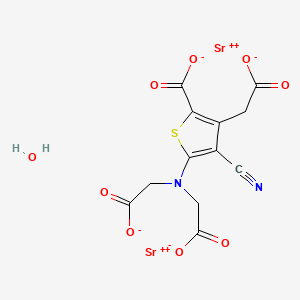 molecular formula C12H8N2O9SSr2 B8099135 distrontium;5-[bis(carboxylatomethyl)amino]-3-(carboxylatomethyl)-4-cyanothiophene-2-carboxylate;hydrate 