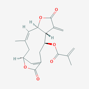 molecular formula C19H20O6 B8099196 [(3S,4R,8R,9Z,12S)-10-methyl-5-methylidene-6,14-dioxo-7,13-dioxatricyclo[10.2.1.04,8]pentadeca-1(15),9-dien-3-yl] 2-methylprop-2-enoate 