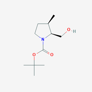 molecular formula C11H21NO3 B8099352 Cis-tert-butyl 2-(hydroxymethyl)-3-methylpyrrolidine-1-carboxylate 
