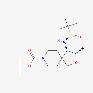 molecular formula C18H34N2O4S B8100601 tert-butyl (3S,4S)-4-[[(R)-tert-butylsulfinyl]amino]-3-methyl-2-oxa-8-azaspiro[4.5]decane-8-carboxylate 