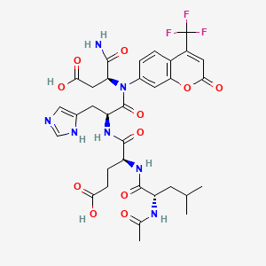 molecular formula C33H38F3N7O11 B8101025 L-alpha-Asparagine, N-acetyl-L-leucyl-L-alpha-glutamyl-L-histidyl-N-[2-oxo-4-(trifluoromethyl)-2H-1-benzopyran-7-yl]- (9CI) 